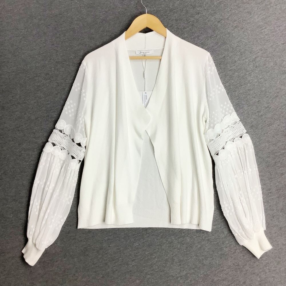 Siani Milano Cardigan Sweater Medium White Boho‎ Lace Crochet Fairy Cottagecore